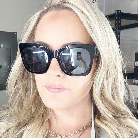 Chanel 5357 Square Oversized CC Designer Sunglasses Black - Picture 5 of 14